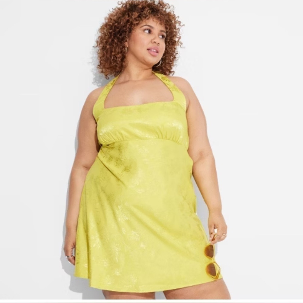 Wild fable, Halter satin mini dress Womans plus size XXL yellow